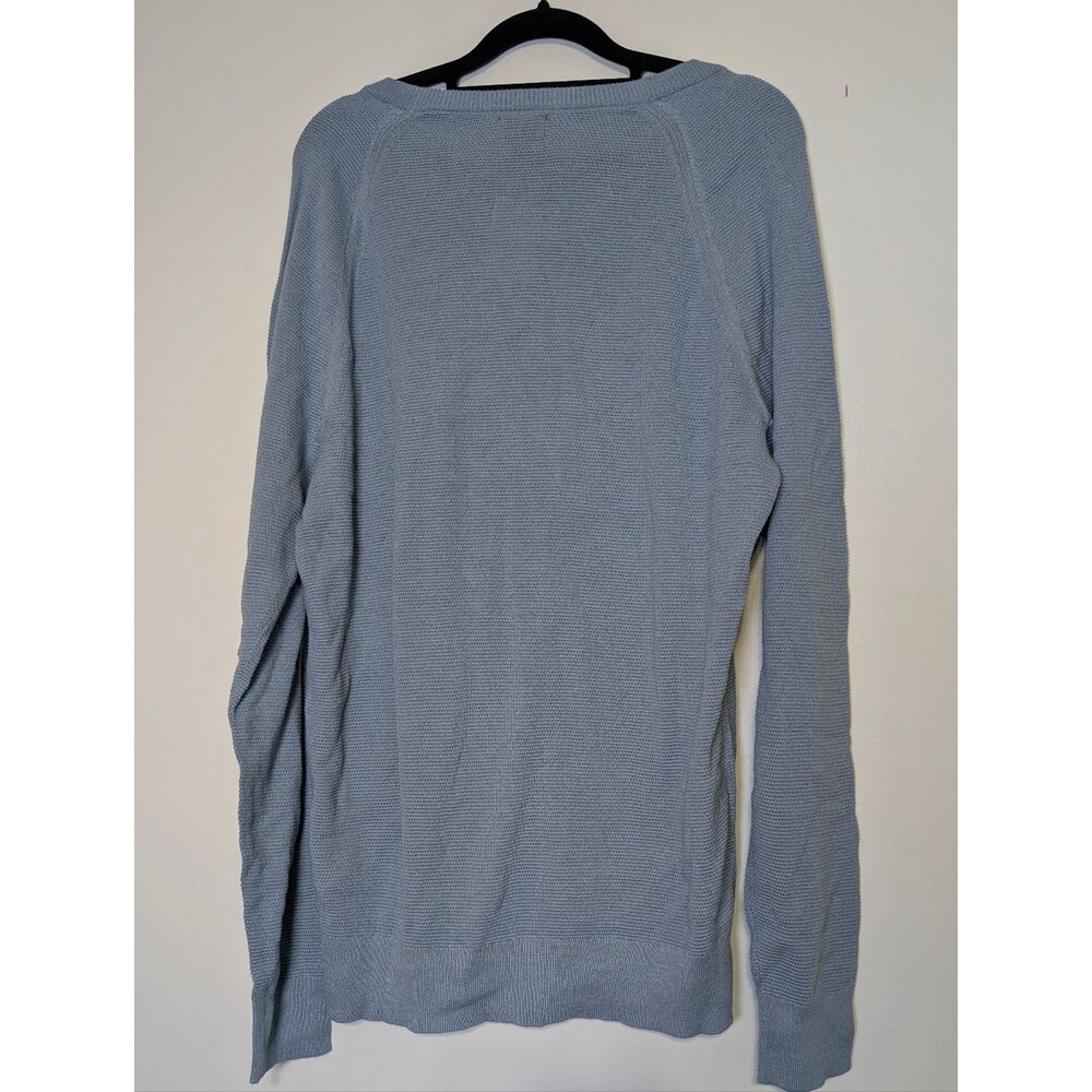 J.Crew Men's Cotton Crewneck Sweater-Tee Light Blue Textured Luxe Minimalist - Picture 3 of 5